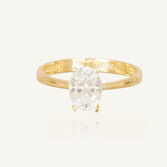 Tijdloze solitaire ring met ovale steen en elegante afwerking