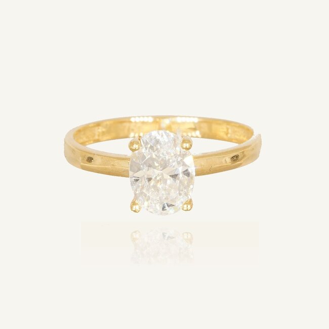 Elegante solitaire ring met ovale steen en tijdloze uitstraling