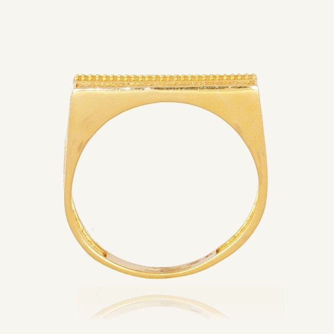 14 karaat gouden zegelring met zirkonia en structuurdesign