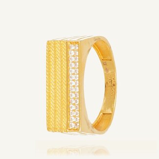 Gouden zegelring met zirkonia