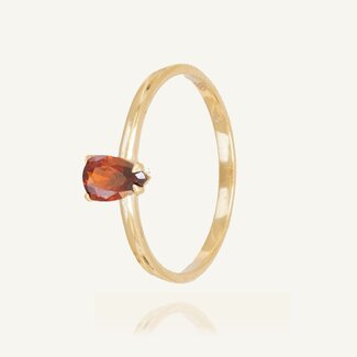 Druppelvormige Granaat Ring Goud