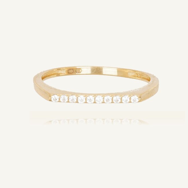 Verfijnde 14 Karaat Gouden Ring met Fonkelende Zirkonia’s