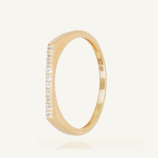 Verfijnde 14 Karaat Gouden Ring met Fonkelende Zirkonia’s