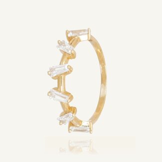 Elegante Gouden Ring met Baguette Zirkonia’s