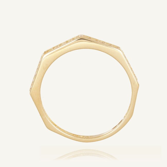 Elegante Gouden Ring met Geometrisch Design en Zirkonia