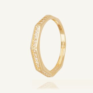 Geometrische Gouden Ring met Zirkonia