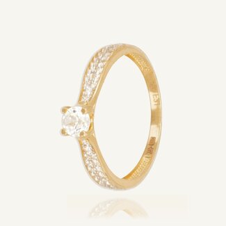 Gouden Solitair Ring met Zirkonia
