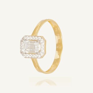 Gouden Ring met Emerald Cut Zirkonia