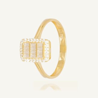 Elegante Baguette Halo Ring met Zirkonia