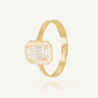 Elegante Gouden Ring met Emerald Zirkonia Halo