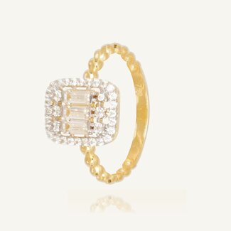 Elegante Gouden Ring met Baguette Halo