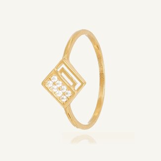 Elegante Geometrische Gouden Ring met Zirkonia