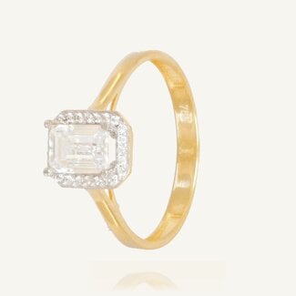 Elegante Solitaire Ring met Emerald Zirkonia