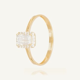 Elegante Gouden Ring Met Emerald Zirkonia