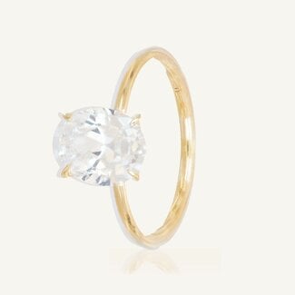 Elegante Solitaire Zirkonia Ring Geelgoud