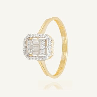 Elegante Baguette Halo Ring