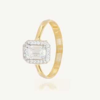 Elegante Halo Ring met Emerald Steen