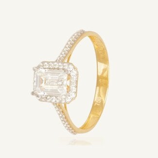 Elegante Solitaire Ring met Emerald Zirkonia