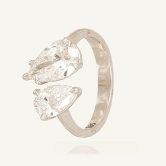 Open Lab Diamanten Ring Pear Cut Witgoud