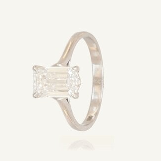 Solitaire Lab Diamanten Ring Emerald Cut Witgoud