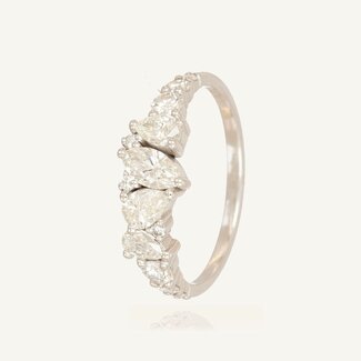 Diamanten Cluster Ring Pear Cut Witgoud