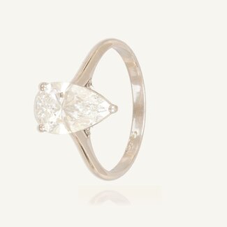 Solitaire Lab Diamanten Ring Pear Cut Witgoud