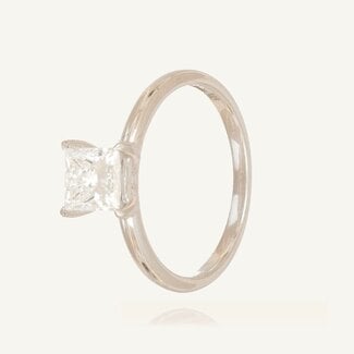 Princess Solitaire Diamanten Ring Witgoud