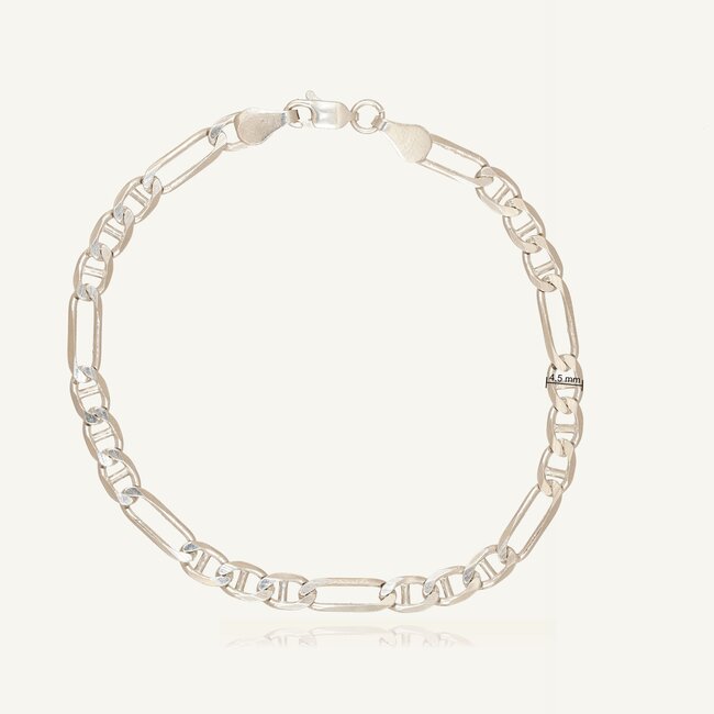 Elegante Zilveren Figaro Mariner Schakelarmband ca. 4.5 mm