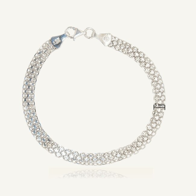 925 Zilveren Meerlaagse Schakelarmband
