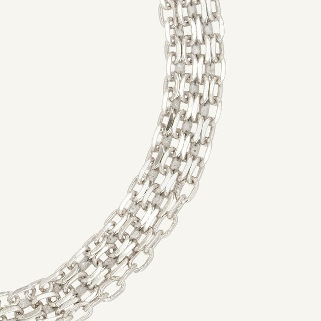 925 Zilveren Meerlaagse Schakelarmband