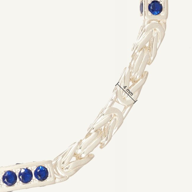 925 Zilveren Byzantijnse Armband met Blauwe Zirkonia Stenen
