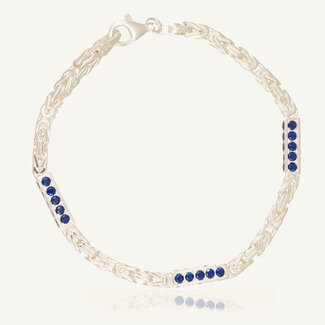 Zilveren Byzantijnse Armband met Blauwe Zirkonia