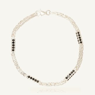 Zilveren Byzantijnse Armband met Zwarte Zirkonia