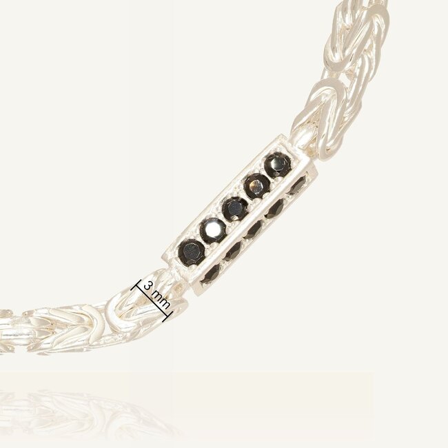 925 Zilveren Byzantijnse Armband met Zwarte Zirkonia Stenen