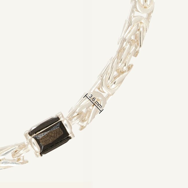 925 Zilveren Byzantijnse Armband met Zwarte Rechthoekige Zirkonia