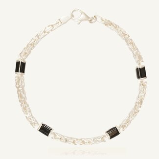Zilveren Byzantijnse Armband met Zwarte Steen