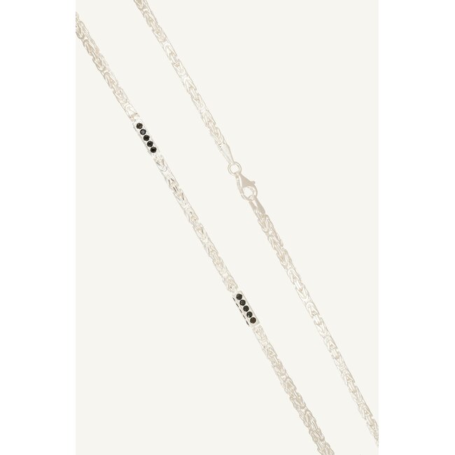 Zilveren Byzantijnse Ketting met Zwarte Zirkonia
