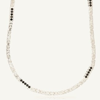 Zilveren Byzantijnse Ketting met Zwarte Zirkonia