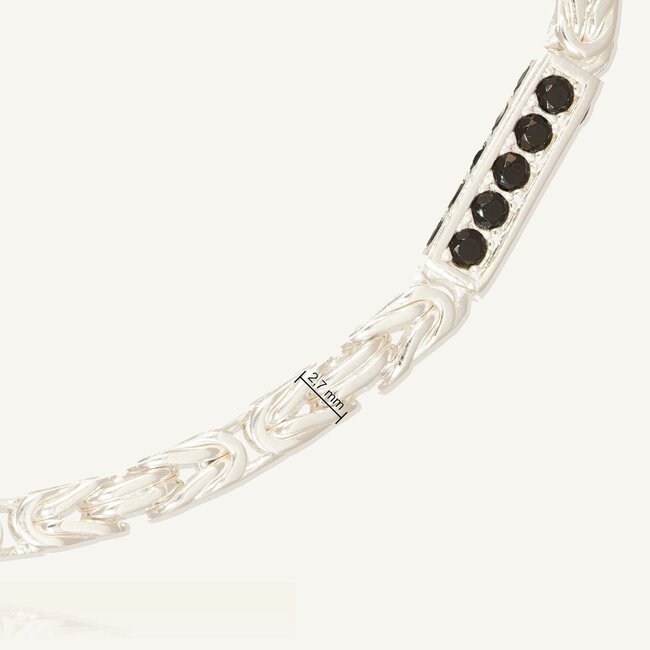 Zilveren Byzantijnse Ketting met Zwarte Zirkonia