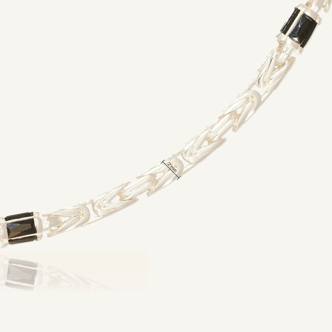 925 Zilveren Byzantijnse Ketting met Zwarte Rechthoekige Zirkonia