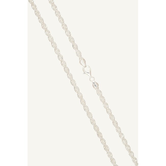 Zilveren Rope Ketting 65 cm met Gedraaide Schakels