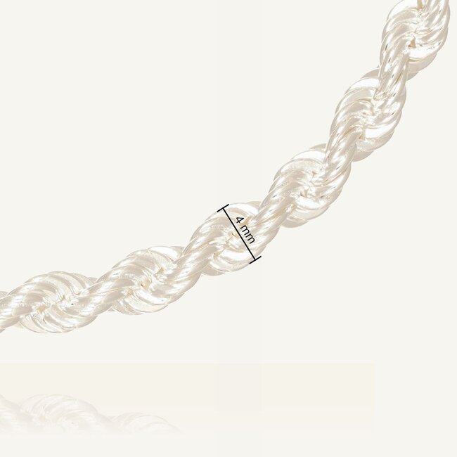 Zilveren Rope Ketting 65 cm met Gedraaide Schakels