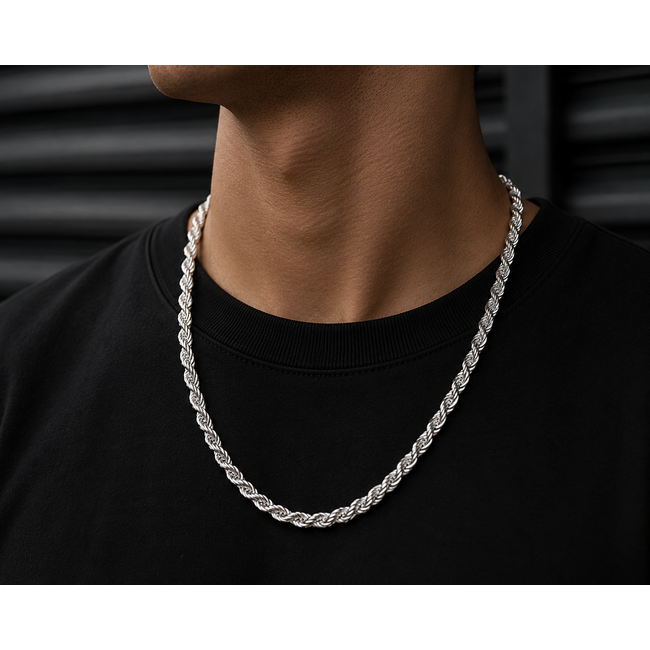 Zilveren rope ketting 65 cm