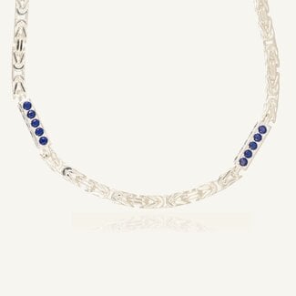 Zilveren Byzantijnse Ketting met Blauwe Stenen