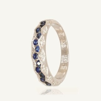 Witgouden Diamantring met Saffieren