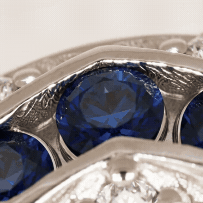 14 Karaat Witgouden Ring met Blauwe Saffieren en 0.20 Karaat Diamanten
