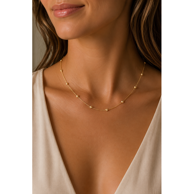 Elegante 14 Karaat Gouden Dorika Ketting met Geslepen Bolletjes