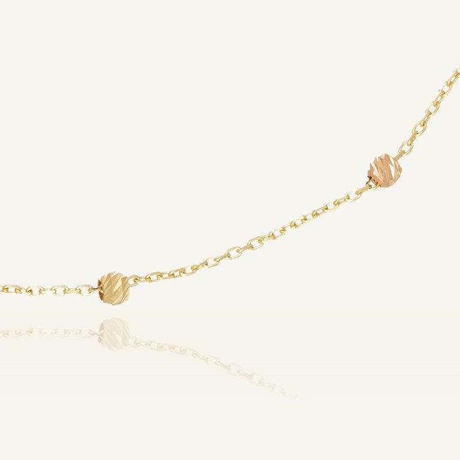 Driekleurige Dorika Ketting met Witgoud, Roségoud en Geelgoud