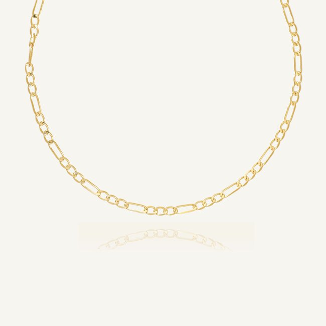 Tijdloze 14k Geelgouden Figaro Schakelketting