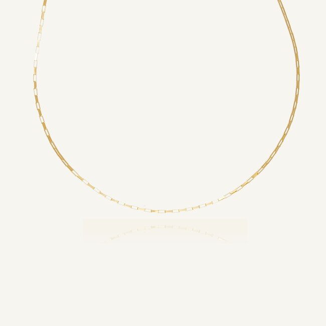 Minimalistische 14 Karaat Geelgouden Venetiaanse Ketting met Strakke Vierkante Schakels